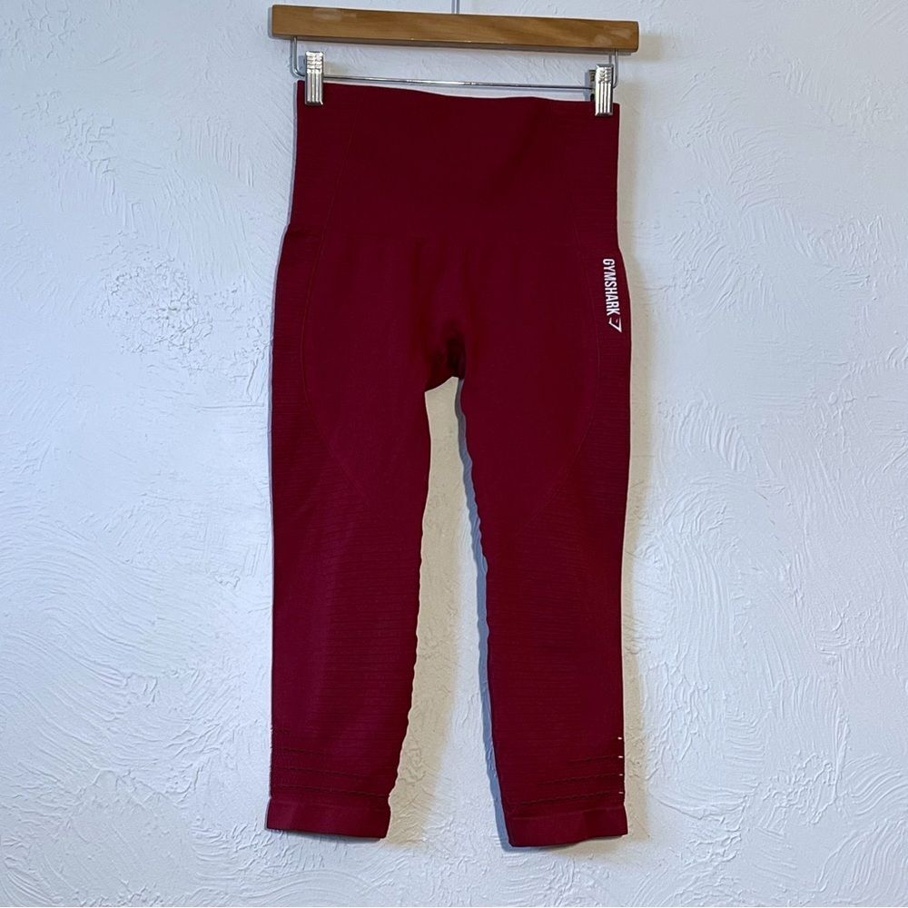 Gym Shark Perforated Energy Leggings Red  SZ Small Dry